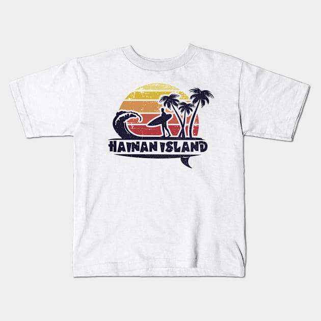 Hainan Island surf beach gift. Perfect present for mom mother dad father friend him or her Kids T-Shirt by SerenityByAlex